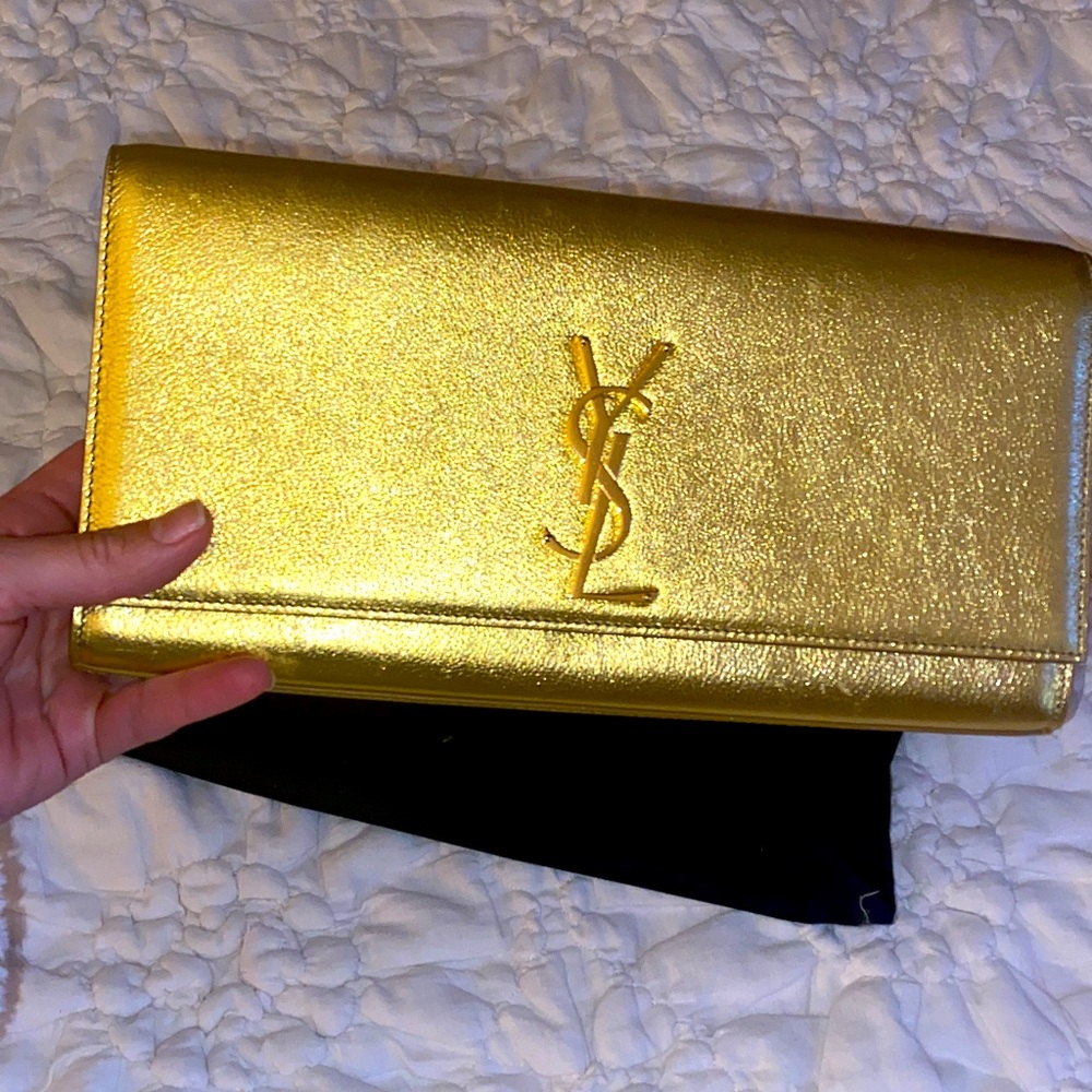 YSL gold clutch